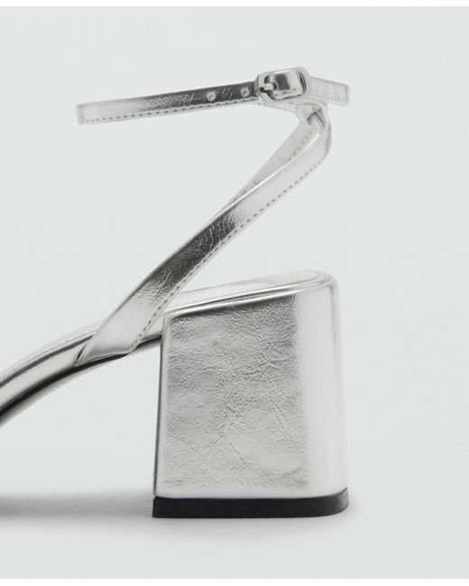 Mango White Crossed Strap Heeled Sandals