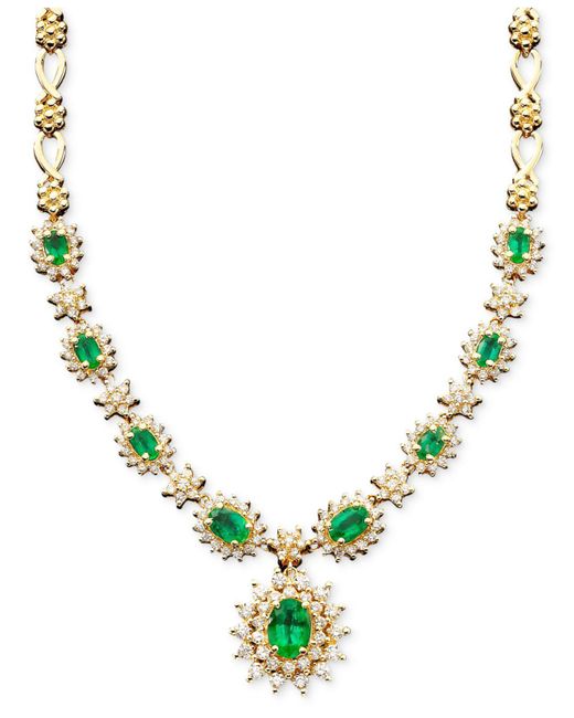 Effy Emerald (33/8 Ct. T.w.) And Diamond (12/3 Ct. T.w.) Necklace In
