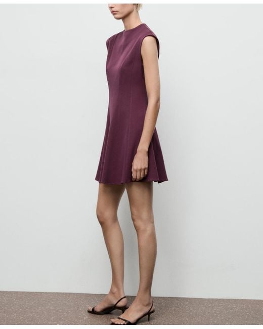 Mango Purple Seams Detail A-line Dress
