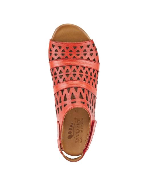 Spring Step Red Dorotha Ankle Strap Sandal