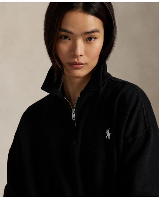 Polo Ralph Lauren Black Lightweight Fleece Quarter-zip Sweatshirt