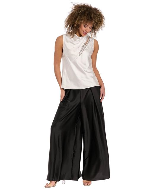 Muse White Draped Mock Neck Top