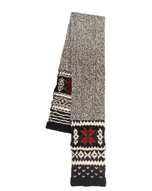 Polo Ralph Lauren Gray Holiday Pattern Cable Scarf