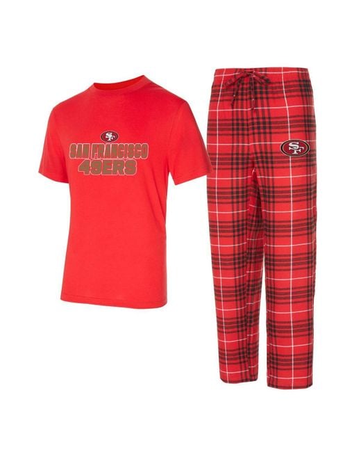 Concepts Sport Red Scarlet/black San Francisco 49ers Vector T-shirt Flannel Pants Sleep Set for men