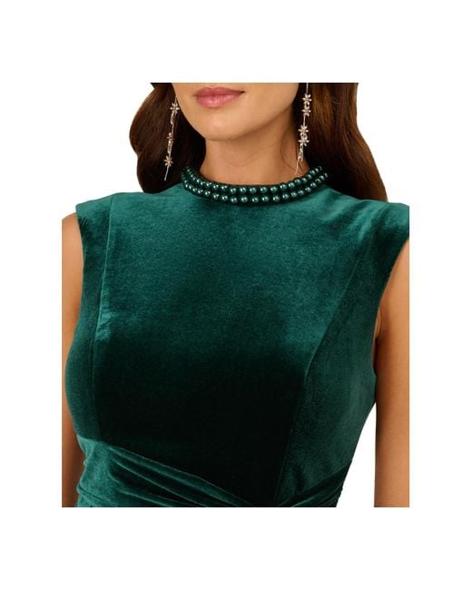 Adrianna Papell Black Mock Neck Midi Dress