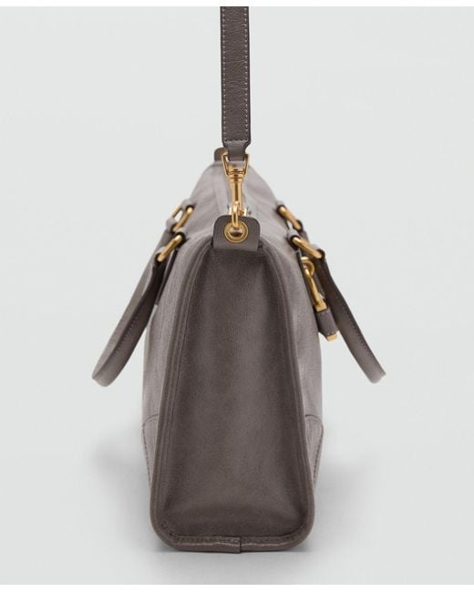 Mango Gray Rectangular Handles Handbag