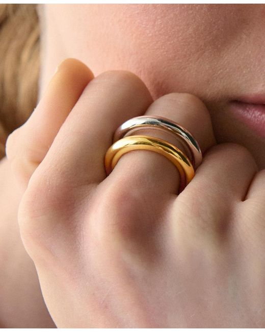 Kate Spade White Two-tone Interlock Ring