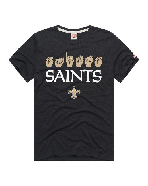 Homage Black And New Orleans Saints Nfl Asl Collection By Love Sign Tri-blend T-shirt