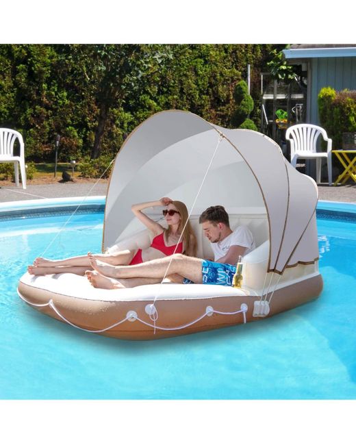 SUGIFT Gray Inflatable Pool Float Lounge Swimming Raft