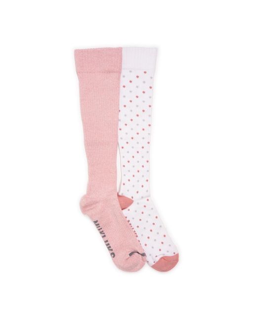 Muk Luks White 2 Pair Pack Cotton Compression Knee High Socks
