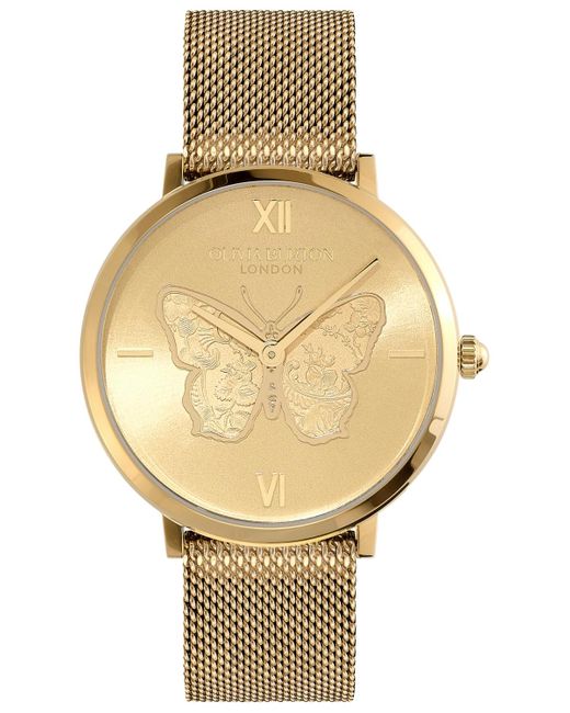 Olivia Burton Metallic Signature Butterfly -tone Stainless Steel Mesh Watch 35mm