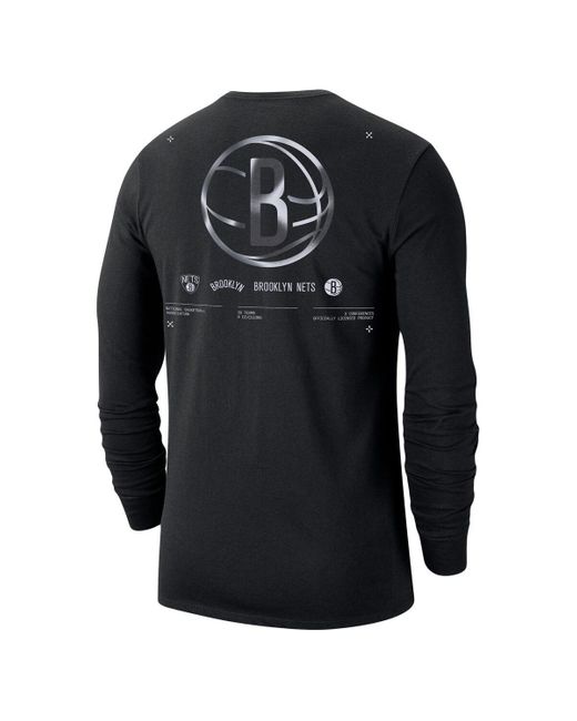 Nike Black Brooklyn Nets Essential Air Traffic Control Long Sleeve T-shirt for men
