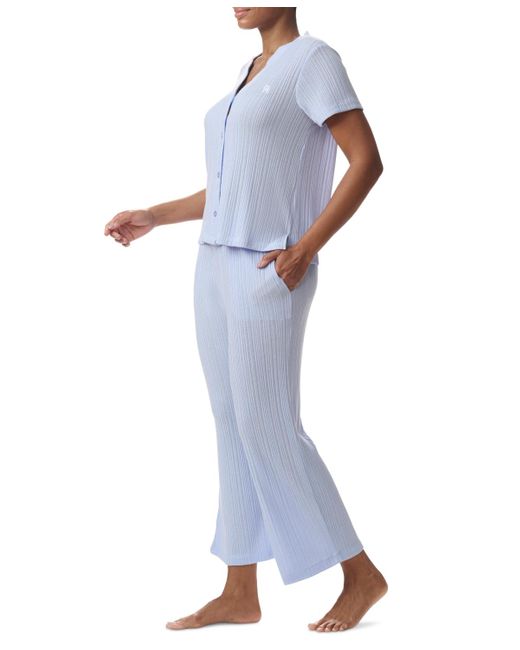 Tommy Hilfiger Blue 2-pc. Th Cardigan Top & Cropped Pants Pajama Set