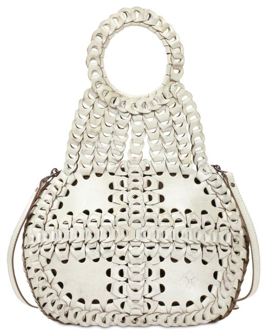 Patricia Nash White Leather Chain Link Collection Pisticci Shoulder Bag