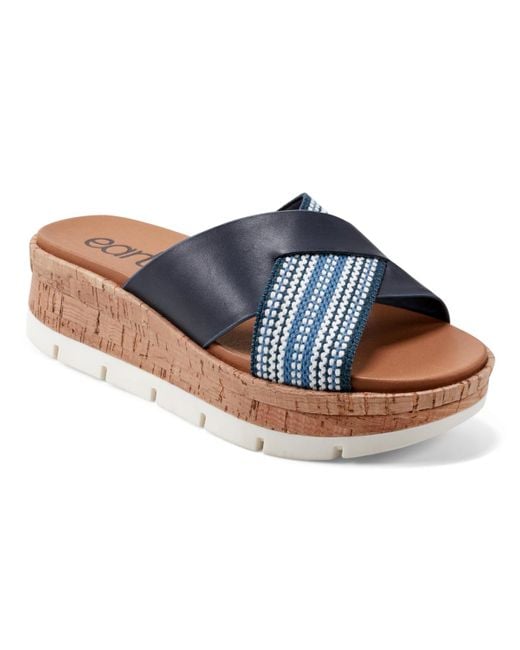 Earth Blue Finale Round Toe Slip-on Wedge Sandals