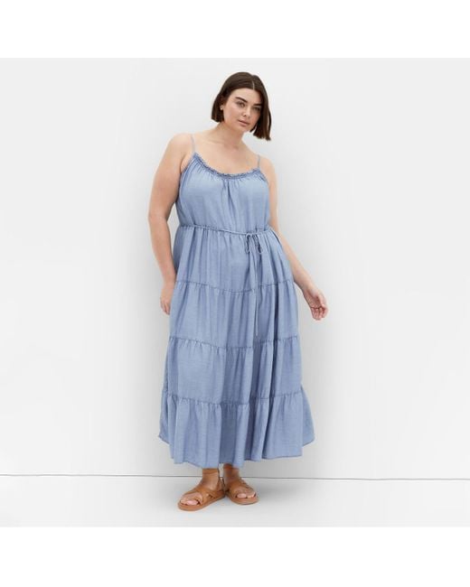 City Chic Blue Island Tier Maxi Dress