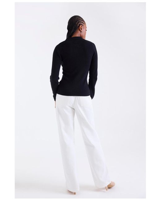 1982 Blue Amaya Cashmere Button Detail Polo Top