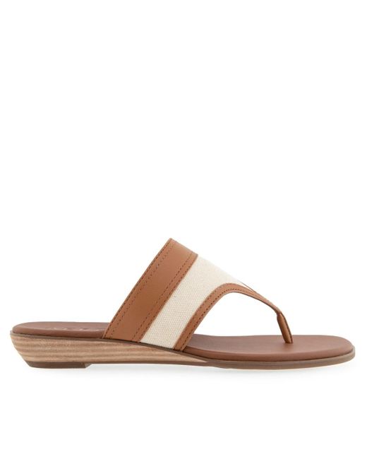 Aerosoles Brown Gesa Round Toe Thong Sandals