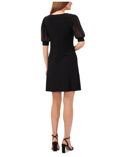 Msk Black Contrast-sleeve Jersey Shift Dress