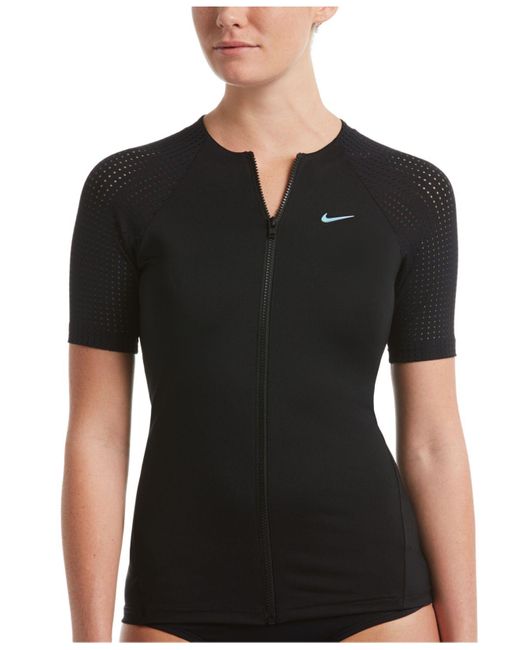 Nike Synthetic Meshsleeve Zipfront Rash Guard in Black Lyst