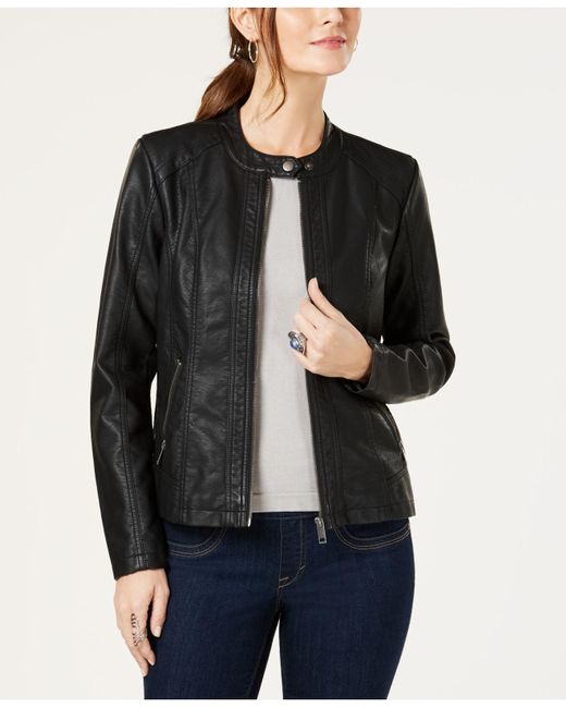 style and co faux leather moto jacket