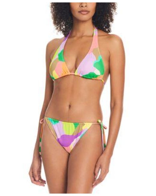 Sanctuary Multicolor Printed Halter Neck Bikini Top Side Tie Hipster Bottoms
