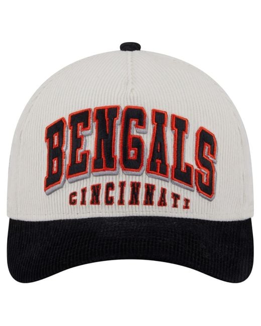 KTZ Red Cream/black Cincinnati Bengals Head Two-tone Sided Corduroy 9forty A-frame Adjustable Hat for men