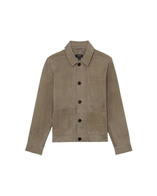 Reiss Brown Suede Patch-pocket Worker Jacket for men