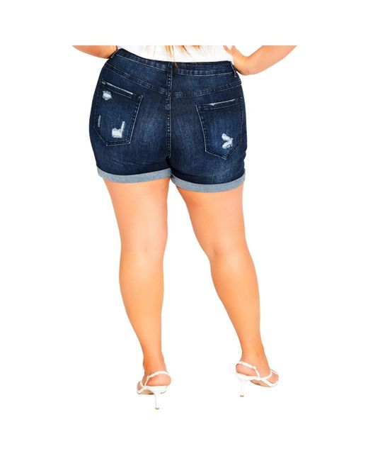 City Chic Blue Plus Size Ripped Love Short