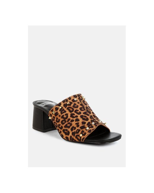 Rag & Co Multicolor Edama Print Studded Slip Ons