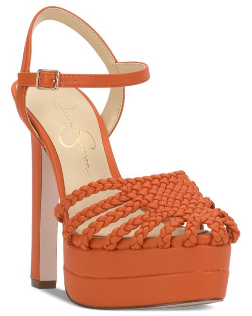 Jessica Simpson Orange Inaia High Heel Platform Sandals