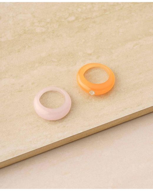 Ettika White Orange And Resin Ring Set