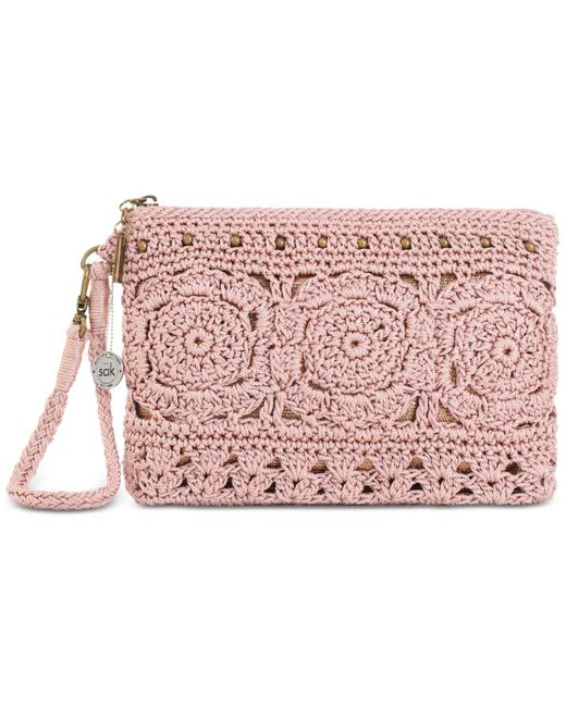 The Sak Pink Sayulita Crochet Wristlet