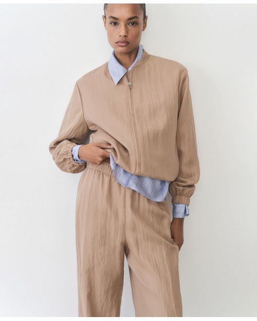 Mango Multicolor Straight Lyocell Texture Pants