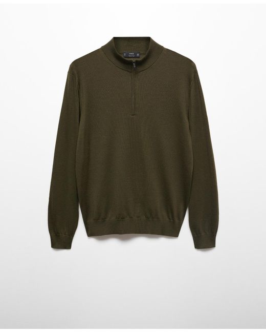 Mango Black 100% Merino Wool Zipper Collar Sweater