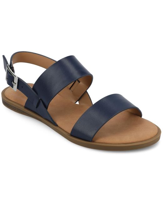 Journee Collection Blue Lavine Round Toe Flat Sandals