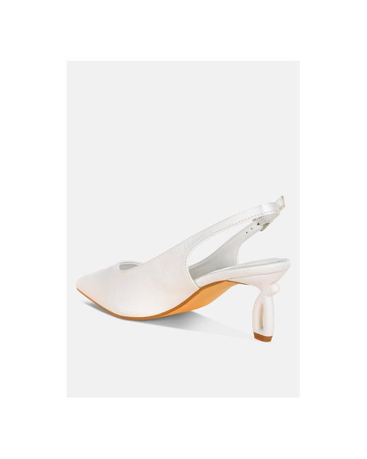 LONDON RAG White Vinca Satin Pointed Toe Slingbacks