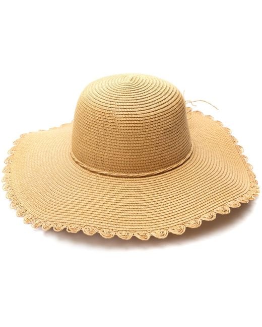 BCBGeneration Natural Lace Edge Straw Floppy Hat