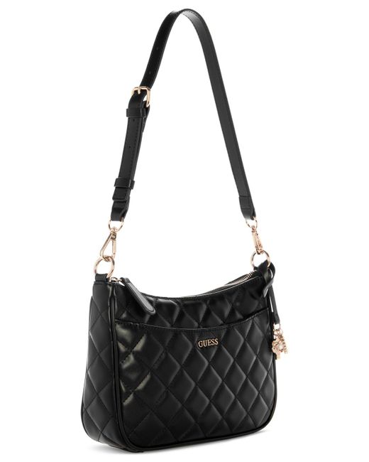 Guess Black Tinsley Medium Quilted Shoulder Bag