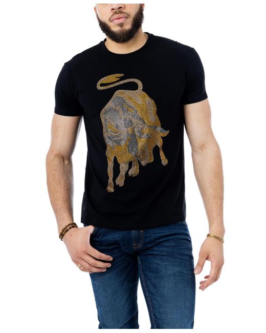 Cultura Black X-ray Animal Rhinestone T-shirt for men