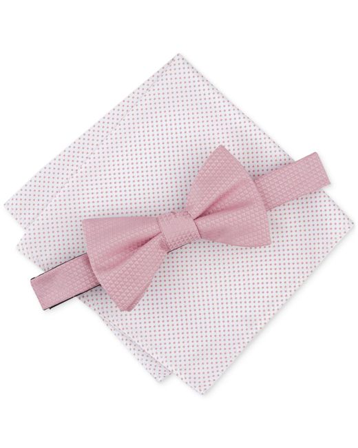 Alfani Pink Geo-pattern Bow Tie & Dot Pocket Square Set for men