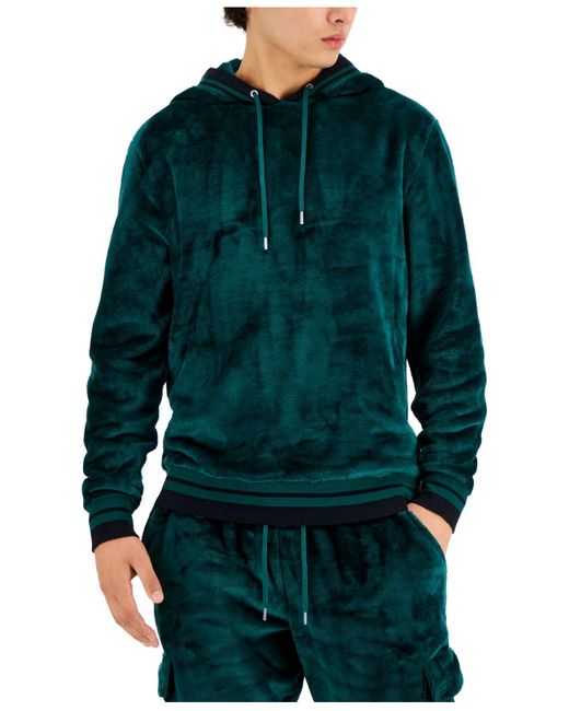 INC International Concepts Synthetic Regular-fit Ribbed Velour Hoodie ...