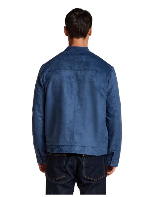 Weatherproof Blue Moto Microsuede Jacket for men