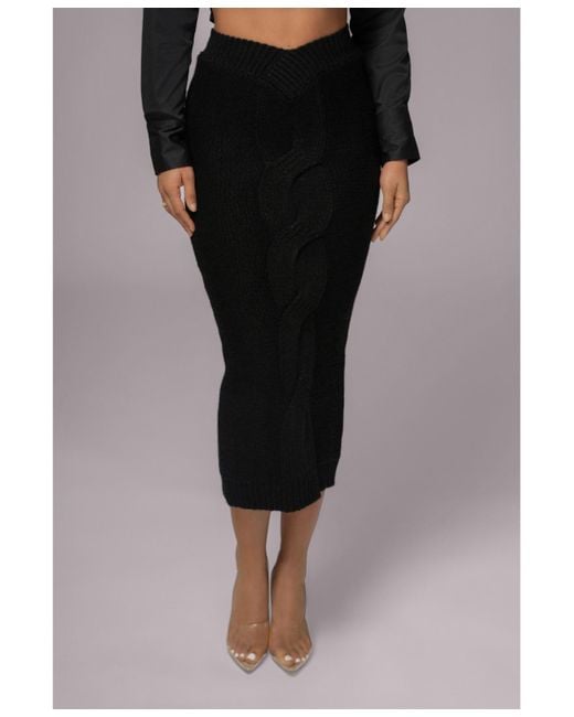 JLUXLABEL Black Merine Knit Midi Skirt