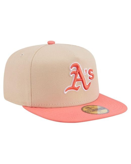 KTZ Pink Light Beige/coral Athletics Two-tone Color Pack A-frame 59fifty Fitted Hat