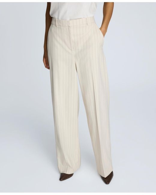 Kenneth Cole Natural Pinstripe High Rise Wide Leg Trouser