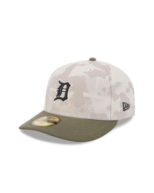 KTZ White Light Beige/olive Detroit Tigers 2025 Armed Forces Day 59fifty Fitted Hat for men