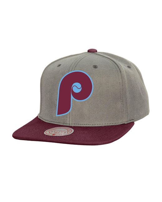Mitchell & Ness Gray Philadelphia Phillies Cooperstown Collection Basic Flip Snapback Hat for men