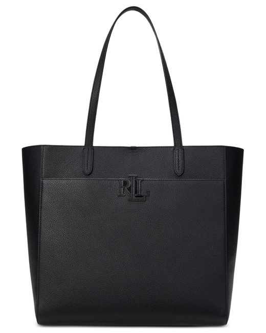 Ralph Lauren Black Pebbled Leather Extra-large Cameryn Tote Bag