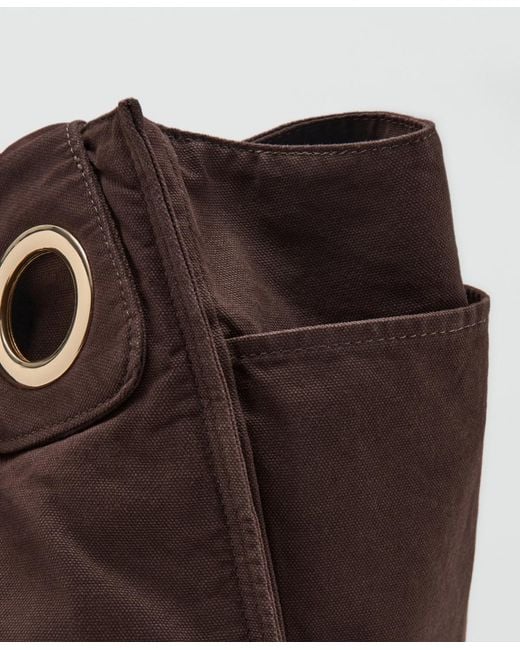 Mango Brown Eyelets Canvas Bag